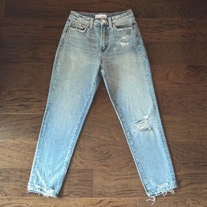 VERVET Distressed Mom Jeans | Light Wash Relaxed Straight Leg Size 24